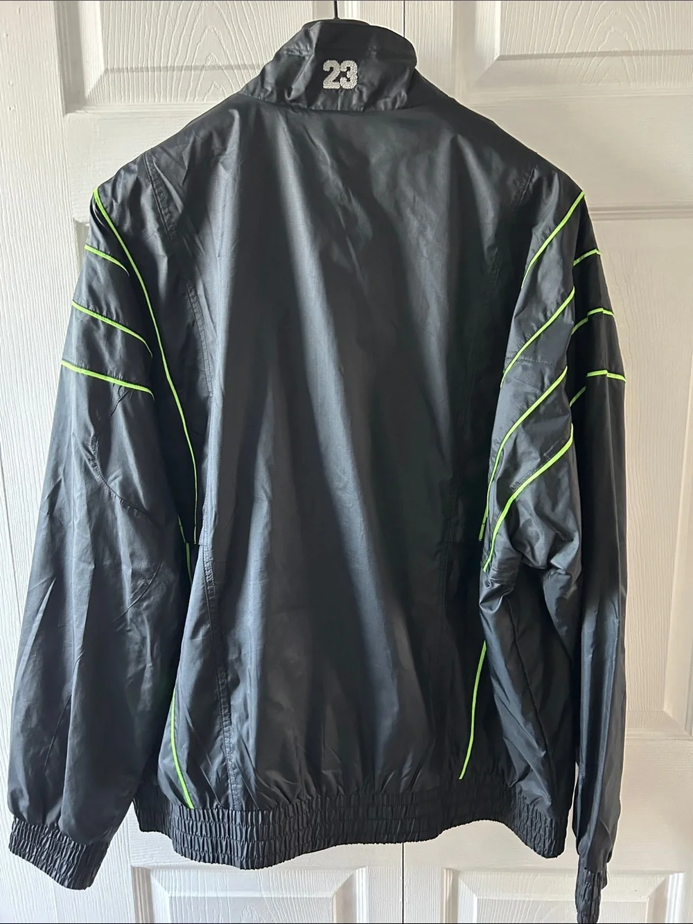 Jordan Black Windbreaker Jacket with Neon Green Accents
